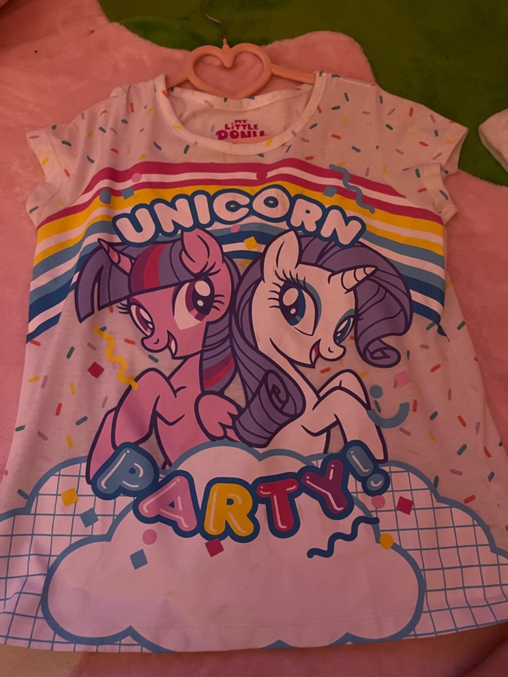 My Little Pony White Pink Purple Rainbow Unicorn Party Tee - Girls Long Sleeve